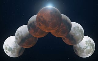 Картинка затмение, луна, Солнечный лучик, астрофотография, 8k, 5к, лунное затмение