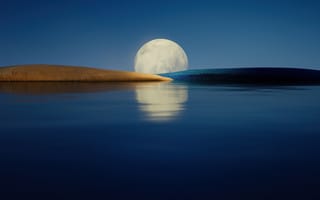 Картинка huawei p50 карман, вечернее небо, запас, луна, пейзаж, водное пространство, отражение