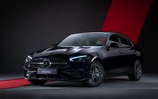 Картинка mercedes-benz c 200 линия амг, 2022, темный, черные автомобили