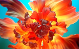 Картинка оранжевый цветок, цветочный, красочный, 3д, цифровое искусство