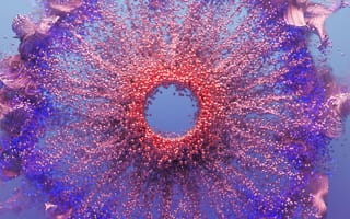 Картинка частицы, сферы, 3д, цифровое искусство, фиолетовый
