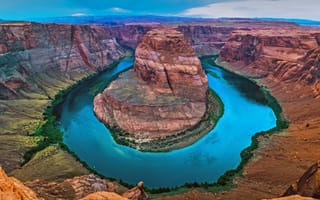 Картинка подковообразный изгиб, река Колорадо, Глен Каньон, 5к, Соединенные Штаты, Аризона