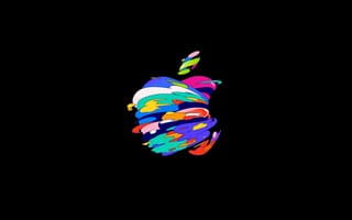 Картинка яблоко логотип, макинтош, черный, амолед, красочный