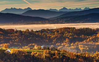 Картинка Татры, пейзаж, живописный, осень, Европа, утро, туманный, Польша