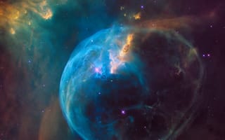 Картинка пузырьковая туманность, нгк 7635, 5к, Созвездие Кассиопеи, 8k, межзвездный, НАСА, космический телескоп Хаббл