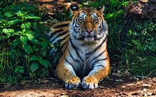 Картинка бенгальский тигр, лес, хищник, джунгли, Дикая кошка, 5к