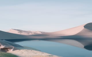Картинка пустыня, пейзаж, Солнечный день, озеро, окна 11