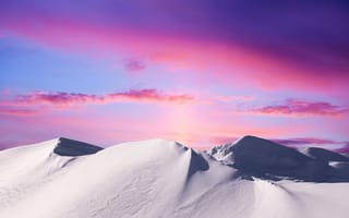 Картинка горы, заснеженный, закат, сумерки, вечернее небо, запас, фиолетовое небо, моторола край 30 нео, красочное небо