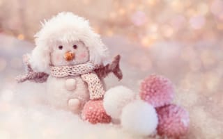 Картинка Снеговик, милая кукла, 5к, рождественские украшения, плюшевые игрушки, зима