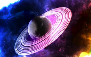Картинка Сатурн, кольца Сатурна, сюрреалистичный, розовые кольца, красочное пространство, эстетический, планета мечты