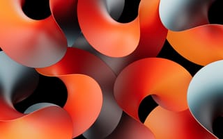 Картинка оранжевый абстрактный, абстрактные кривые, оранжевые кривые, градиентные кривые