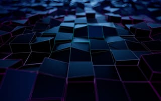 Картинка 3d кубики, плавающие кубики, кубическая поверхность, цифровой реферат, 5к