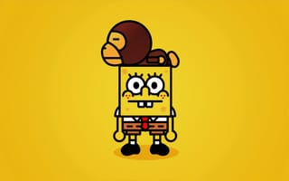 Картинка Губка Боб Квадратные Штаны, обезьяна, желтый