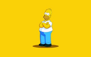Картинка Гомер Симпсон, Симпсоны, желтый, минималистский, 5к