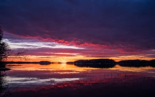 Картинка озеро Каллавеси, закат, живописный, Финляндия, эстетический, 5к, куопио