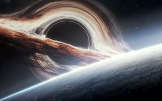 Картинка гигантская черная дыра, Планета земля, космос, 5к