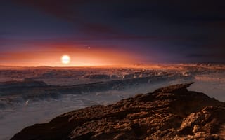Картинка закат, проксима Центавра, планета, 8k, 5к, поверхность