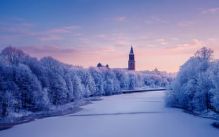 Картинка собор турку, река ауры, 8k, заснеженный, Финляндия, замерзшая река, турку, зима, холодный, 5к