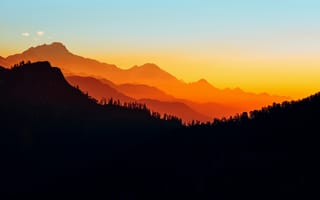 Картинка горы, Непал, закат, силуэт, Гималаи, слои