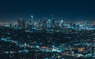 Картинка город лос-анджелес, ночной город, 8k, огни города, 5к, освещенный, городской пейзаж