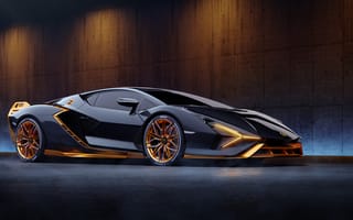 Картинка Lamborghini Sián FKP 37, черные автомобили