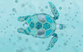 Картинка черепаха, бирюзовый, цвет морской волны, эстетический, морская черепаха, блеск