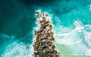 Картинка пляж, с высоты птичьего полета, Сейшелы, Ла Диг, Ансе Кокос Бич