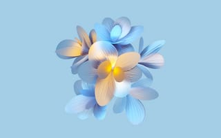 Картинка абстрактный цветок, цветочные узоры, голубой, честь, запас, 5к, пастельно-голубой