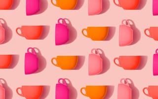 Картинка чайные чашки, розовые чашки, эстетический, шаблон, оранжевые чашки, Роза