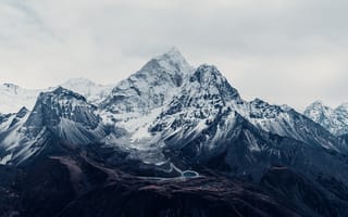 Картинка гора Эверест, горная вершина, пейзаж, Гималаи, Непал, 5к, вершина