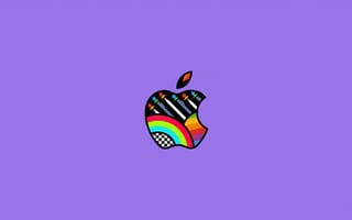 Картинка яблоко логотип, фиолетовый, красочный, 5к, пастельно-фиолетовый, 8k, фиолетовая эстетика