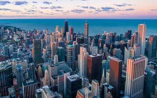 Картинка линия горизонта, Чикаго, небоскребы, городской пейзаж, Соединенные Штаты, с высоты птичьего полета