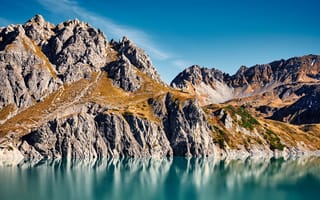 Картинка озеро Люнерзее, Австрия, горное озеро, 5к, живописный, альпийское озеро
