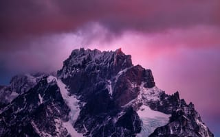 Картинка гора, розовое небо, Чили, сумерки, 5к, 8k