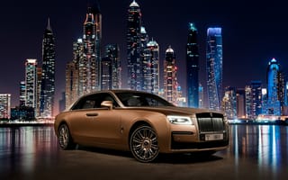 Картинка Rolls-Royce Ghost расширенный, Дубай Марина, 8к, сделанный на заказ, 5 тыс., ночной город