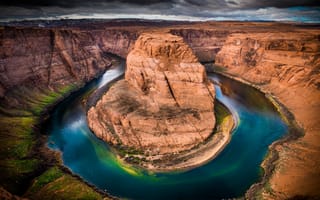 Картинка подковообразный изгиб, Большой Каньон, Аризона, живописный, река Колорадо, 8k, 5к