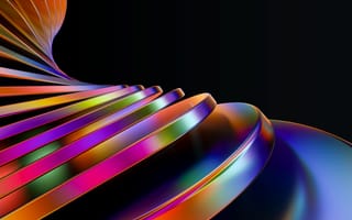 Картинка абстрактный дизайн, Радужный водоворот, 3D рендеринг, яркий, 5 тыс., красочный, черный