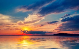 Картинка озеро Мендота, закат, Висконсин, сумерки