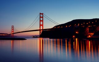 Картинка Мост "Золотые ворота, живописный, закат, Сан-Франциско, размышления
