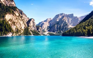 Картинка Прагсер Вильдзее, Италия, озеро, Альпы горы