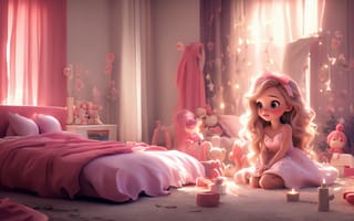 Картинка Барби, комната, милашка, ай искусство, розовая эстетика, девчушка с