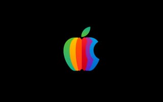 Картинка радуга, яблоко логотип, амолед, черный, красочный
