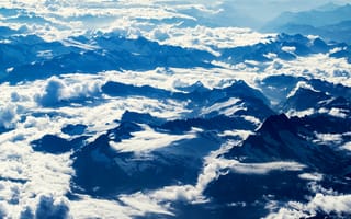 Картинка Альпы горы, с высоты птичьего полета, Солнечный день, Альпы Швейцарии