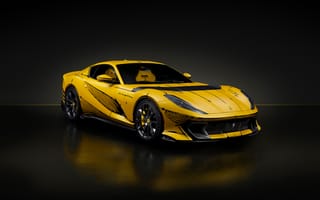 Картинка Феррари 812 соревнование, 2023 год, 5 тыс., желтые автомобили, темный
