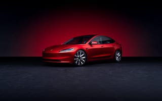 Картинка Тесла модель 3, электрический седан, 2023 год, электромобили, красная эстетика