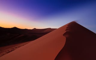 Картинка песчаные дюны, золотой час, пустыня Намиб, восход, пустыня, Африка, 5 тыс., Намибия