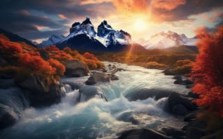 Картинка Патагония, осень, 8к, горная вершина, гора Фитц Рой, Аргентина, 5 тыс., пейзаж