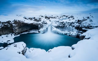 Картинка Водопад Алдейярфосс, зима, Исландия, 5 тыс., длительное воздействие