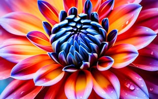 Картинка цветок георгина, ИИ искусство, элегантный, яркий, макрос