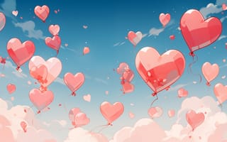Картинка летающий, любовь сердца, сердце воздушный шар, 5 тыс., ИИ искусство
